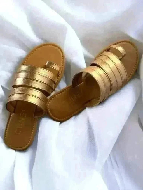 Rose Gold Gladiator Slip Ons - cunei